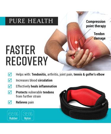 Pure Health Tennis Elbow Strap Support for Men & Women - Arm Support for Tennis Elbow Golfers Elbow Pain Relief -Adjustable Tennis Elbow Support -Elbow Brace with EVA Compression Pad Pack 1 - Buy Online on GoSupps.com