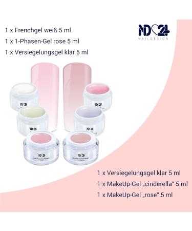 Baby Boomer Gel Set + Brush - Studio Quality French Ombre Pink & White - 6 x 5ml for Perfect Nail Art | International Shipping - Buy Online on GoSupps.com