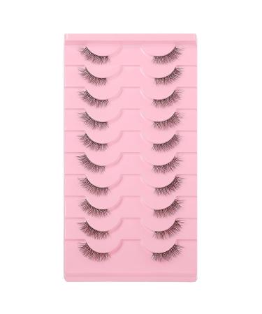 Half Lashes Wispy Cat Eye False Half Lashes Natural Look Lashes 10 Pairs 3D Fluffy Curly False Lashes Outer Corner Lashes Soft Eyelashes Wispy Fake Lashes (6MM-10MM) D03