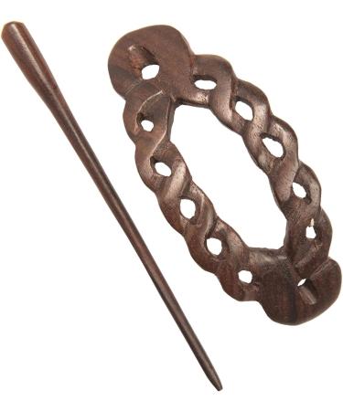 81stgeneration Women's Natural Wood Wooden Carved Woven Pattern Hair Barette Pin Stick - Buy Online on GoSupps.com