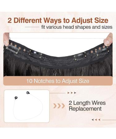 Benehair Invisible Wire Hair Extension 20 Inches Halo Hair Extension with 4 Secure Clips Synthetic Hair Piece Long Wavy Secret Headband Hairpieces for Women Halo Extensions Natural Black Hair #2A 20Inches Natural Black - Buy Online on GoSupps.com