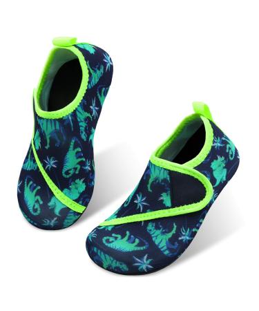 JIASUQI Kids Boys Girls Water Shoes Quick Dry Barefoot Aqua Socks for Beach Swimming Pool 7/7.5 UK Child Easy Dinosaur