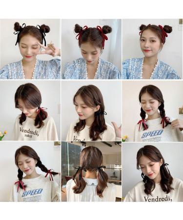 Limtula 2pieces Colorful Ribbon Bowknot Hair Scrunchies Elastic Hair Ropes Ponytail Holder Festival Woman Hair Supplies Black - Buy Online on GoSupps.com
