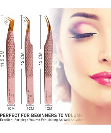 PHLASH TOOLS Pack of 3 Eyelash Extension Tweezers Set - Japanese Stainless Steel Kit with Curved & Straight L-Type Tweezers - Volume Eyelash Set (Cream) - Buy Online on GoSupps.com
