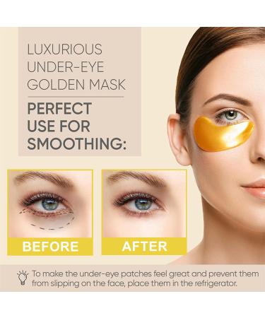 20 Pcs Lip & Eye Masks Set - 24K Gold Gel Under Eye Patches & Cherry Blossom Lip Masks for Fine Lines & Dark Circles - Perfect Birthday Gift for Women - Buy Online on GoSupps.com