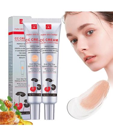 WJREGG CC Cream, 2 in 1 Skin Care and Makeup, Centella Color Correcting CC Cream, Even Skin Tone, Long-lasting Moisturizing Multi-function Base for Face