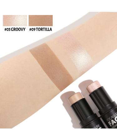 ANGLICOLOR 2 Pcs Contour Stick Bronzer Stick Highlight Stick Highlighting Stick Long Lasting Makeup Face Brightens & Shades Wand Lightweight Highlight Bronzer Makeup for Face Cheek (Fair #05#09) 0509 - Buy Online on GoSupps.com