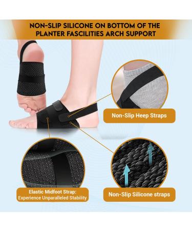 Adjustable Arch Support Braces for Plantar Fasciitis Relief - Compression Gel Inserts for Flat Feet & High Arches - Black - Buy Online on GoSupps.com
