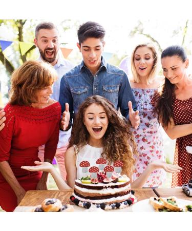 HOKPA Mushroom Cupcake Toppers 24Pcs Cute Mushroom Cupcake Picks for Baby Shower Wedding Forest Plant Mushroom Theme Party Decoration - Buy Online on GoSupps.com