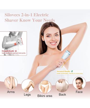 Elegant Electric Shaver for Women | Rechargeable 2-in-1 Razor for Body & Bikini | Cordless Hair Removal Trimmer | IPX7 Waterproof | Blue - Buy Online on GoSupps.com