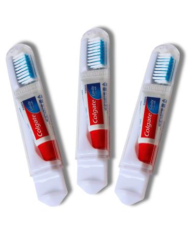 Colgate travel toothbrush 3 Set - foldable toothbrush - portable toothbrush set with toothpaste - jaw -friendly travel toothbrush set - compact toothbrush set with mini toothpaste - travel size - Buy Online on GoSupps.com