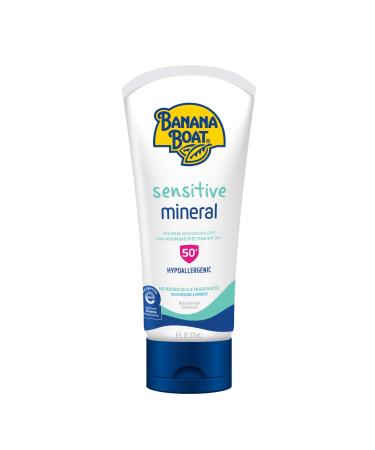 Banana Boat 100% Mineral  Reef Friendly  Broad Spectrum Sensitive Skin Sunscreen Lotion  SPF 50  6oz.
