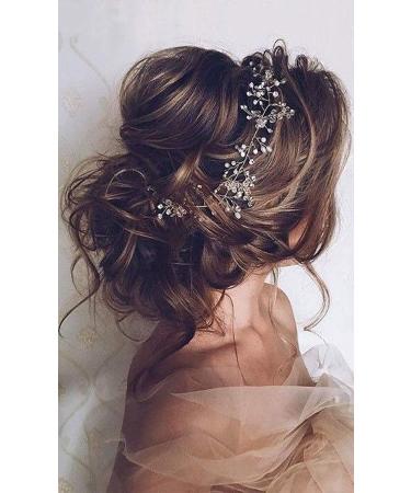 Denifery Bridal Silver Pearl Hair Vine | Wedding Headpiece | Hair Jewelry - Buy Online on GoSupps.com