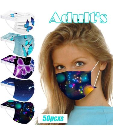 50 Pack Disposable 3-Layer Non-Woven Fabric Face Masks - Butterfly Motif Breathable Neck Gaiter Bandana for Adults | Amyglin - Buy Online on GoSupps.com