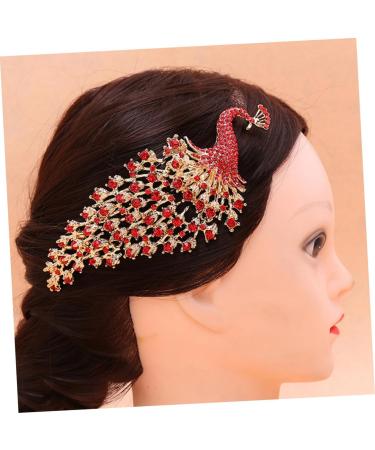 DOITOOL Peacock Crown Hair Comb Pearl Hair Clip Bridal Hair Combs Hair Teasing Comb Prom Headpiece Hair Side Combs Womens Hair Clips Rhinestone Red Wedding Accessories Bride - Buy Online on GoSupps.com
