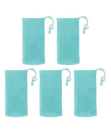 Soap Bag Soft for Shower - Mesh Soap Pouch Exfoliating Soft Drawstring Design Saver Bag Soap Foam Net for Body Facial Cleaning Tool 5pcs