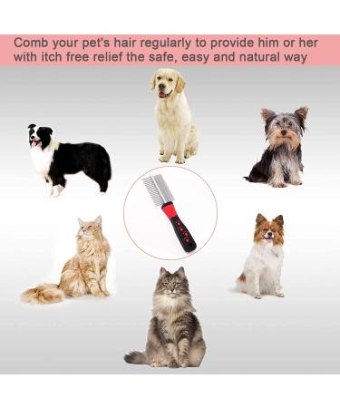 Dog Cat Comb Dog Grooming Comb Pet Cat Dog Grooming Brush Comb Trimmer Tool Double Sided Fur Rake Tool Pet Comb Stainless Steel Round Wide Dense Teeth Metal Pet Combs - Buy Online on GoSupps.com
