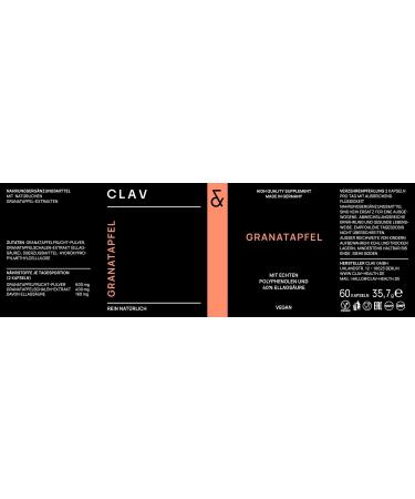 Clav Pomegranate Capsules - 1000mg High Dose Natural Polyphenol Extract 40% Ellagic Acid Vegan Supplement - Shop Internationally - Buy Online on GoSupps.com