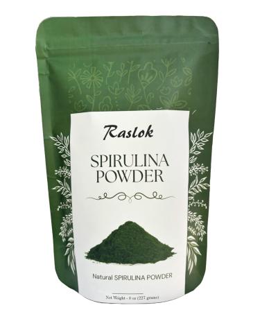 Raslok Pure Spirulina Powder | Immune Support and Antioxidants | No Filler & Non-GMO Rich in Vegan Protein (8 Oz)