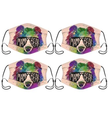 4PCSUnisex Mama Bear Face Masks Reusable Soft Mouth Shield Face Filter Pocket Dust Mask Balaclava