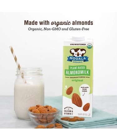 Mooala Organic Almondmilk Unsweetened 1L (Pack of 6) | Shelf-Stable Non-Dairy Gluten-Free Vegan Beverage | No Added Sugar - Buy Online on GoSupps.com