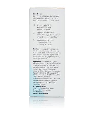 BOOST LAB Bio-Active Eye Reset Serum - Dark Circle Wrinkle & Puffiness Treatment for All - Paraben & Fragrance Free - 30ml - Buy Online on GoSupps.com
