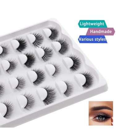 Leezead 10 Pairs Reusable Natural Look False Eyelashes Pack - Handmade 3D Volume Faux Mink Lashes with Tools for Women - Buy Online on GoSupps.com