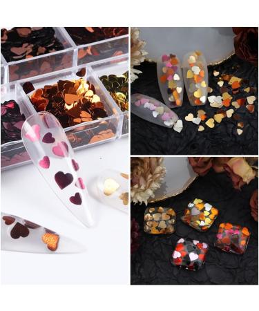  GZMAYUEN GZMAYUEN 12 Girls 3D Heart-Shaped Glitter Nail Art - Holographic Laser Glitter for Nails Gold Glitter - Buy Online on GoSupps.com