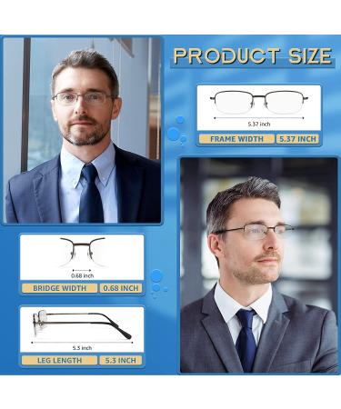 5 Pack Men's Blue Light Blocking Reading Glasses | Metal Frame Anti-Eye Strain Eyewear | Gunmetal, Gold, Silver, Brown | 2.0x Magnification - Buy Online on GoSupps.com