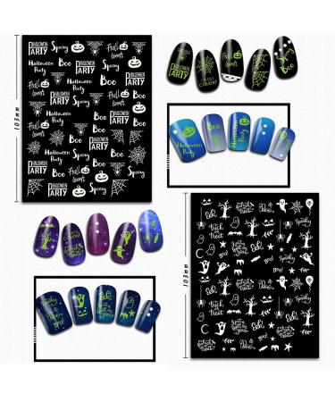 TailaiMei Halloween Nail Stickers - 9 Sheets Glow in the Dark Fluorescent Nail Decals for DIY Manicure | Perfect for Halloween Nail Art - Buy Online on GoSupps.com