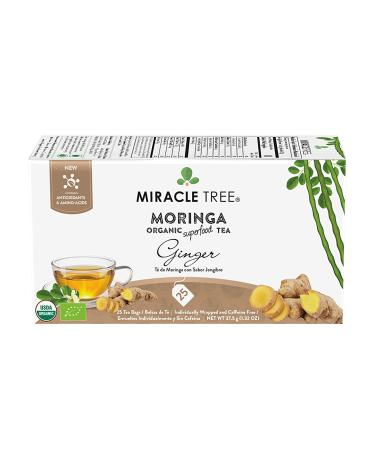 Miracle Tree Moringa Organic Superfood Tea with Turmeric - Caffeine Free, 25 Tea Bags - Buy Online on GoSupps.com