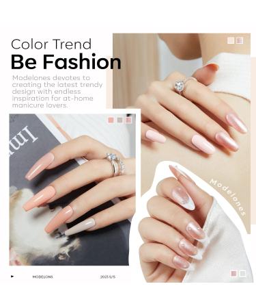 Modelones Nude Glitter Gel Nail Polish Set - 6 Colors | Soak Off Neutral Pink Skin Tone | LED Manicure Starter Kit for Women - Hazed Haven - Buy Online on GoSupps.com