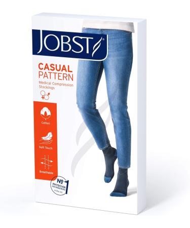 Jobst Knee Socks - Casual Pattern 15-20 mmHg Support Closed Toe Gunmetal Gray Size L - Ideal for Swollen Legs - Buy Online on GoSupps.com