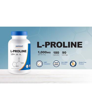Nutricost L-Proline 1000mg 180 Capsules (90 Servings) - 500mg Per Cap Non-GMO Gluten Free - Buy Online on GoSupps.com