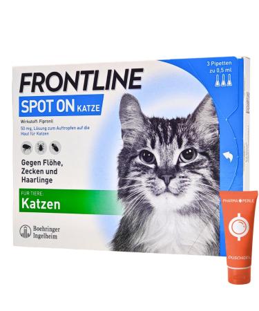 Frontline spot on for cats - protection against parasites such as ticks fleas hairlings i simple and compatible i reliably i reliably i in the savings set with pharmaceutical pearl give -away (frontline for cats 3 hours)