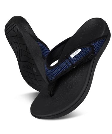 V.Step Orthopedic Flip Flops with Arch Support for Women Men Adjustable  Mesh Orthotic Sandals for Plantar Fasciitis M8/W9.5 9.5 Women/8 Men Navy Blue