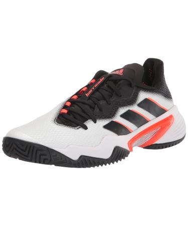 adidas Men's Barricade Tennis Shoe 9.5 White/Core Black/Solar Red