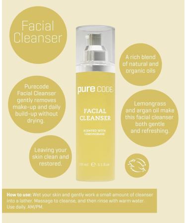 PURE CODE Daily Facial Cleanser with Lemongrass | Remove Makeup & Impurities | Made in the USA | International Shipping Available - Buy Online on GoSupps.com