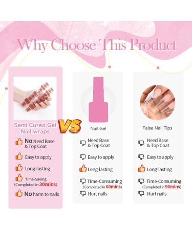 20PCS Semi Cured Gel Nails Gel Nail Stickers - Semi Cured Gel Nails Strips - Semi Cured Gel Nail Wraps - Glossy & Long Lasting Gel Nail Stickers Need UV Light (Brown Shiny Gradient Style) - Buy Online on GoSupps.com