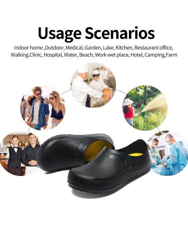 JSWEI Men's Chef Shoes - Non-Slip, Oil & Water Resistant Professional Footwear for Kitchen, Garden, and Construction - Size 10.5 Black - Buy Online on GoSupps.com