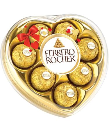 FERRERO ROCHER Fine Hazelnut Milk Chocolate Heart Shaped Gift Box 8 Count Individually Wrapped Chocolate Valentines Day Chocolate 100 Grams Ferrero Rocher 8 pieces - Buy Online on GoSupps.com