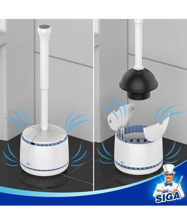 MR.SIGA Heavy Duty Toilet Plunger with Holder - Bathroom Cleaning Combo in White - Buy Online on GoSupps.com