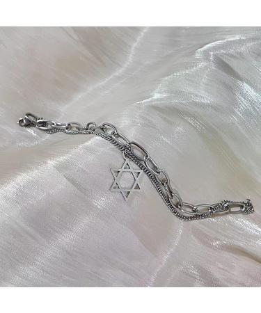 Oralgo Double-Lying Star-Trailer Bracelet | Modern Adjustable Stainless Steel Wrist Jewelry for Parties | Stylish Pendant Bangle - Buy Online on GoSupps.com