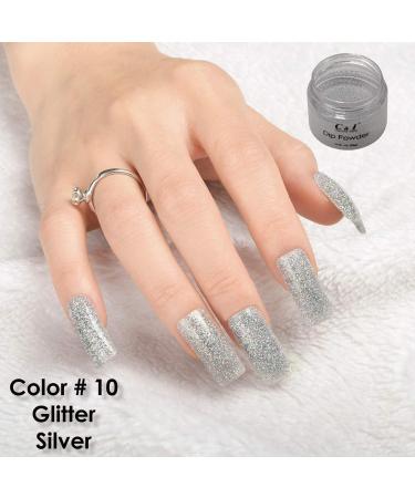 Dip Powder Color No.10 Glitter Silver Pearl Shine Color System Nail Gel Effect 1 oz - Buy Online on GoSupps.com
