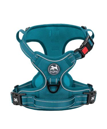 POPOTT dog harness without a train reflective dog harness for dogs without chokes adjustable soft padded pet vest with simple control handle for large dogs (tumalo teal l) l tumalo teal - Buy Online on GoSupps.com