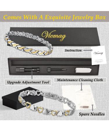 Buy Vicmag Titanstahl Magnet Hardship Bands for Women - Ultra-Strong Magnets Stylish Design Gift Box & Adaptation Tool - Siber & Gold 2 Pieces - Buy Online on GoSupps.com