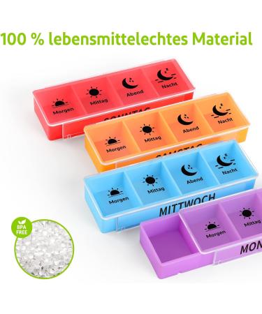 Weekly 7-Day Pill Organizer Box | 4 Compartment Medication & Supplement Storage | Opret Tablet Box with White Lid - Buy Online on GoSupps.com