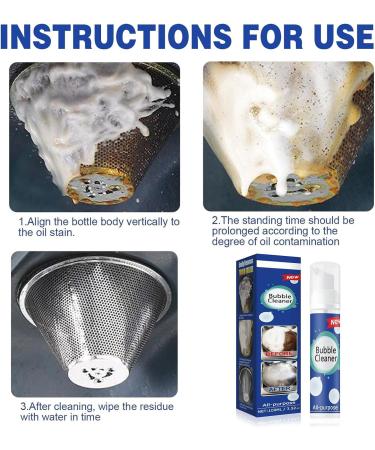Multipurpose Kitchen Degreaser Cleaner SprayBubble Cleaner Foam Spray for Extractor Hood Griddle Microwave Tiles Removes Fat & Oil Cooker Cleaner 100ml - Buy Online on GoSupps.com