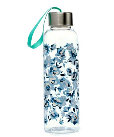 Puckator Peony Pick of the Bunch reusable plastic water bottle with metal lid 500ml