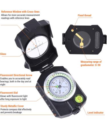 Compass  Sportneer Compass Survival Compass Hiking Military Compass with Inclinometer Waterproof Lensatic Compass Magnetic Compass Boy Scout Compass for Hiking Camping Hunting with Carry Bag - Buy Online on GoSupps.com